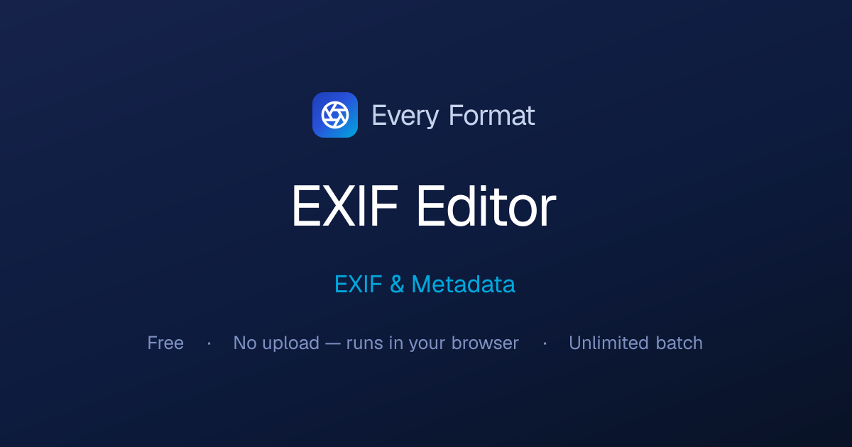 EXIF Editor — Change Photo Date & Metadata, No Upload